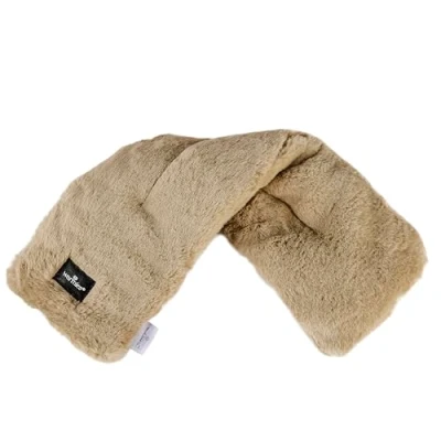 Image of Warmies Microwavable Neck Wrap, Heatable Heat Pad with French Lavender Scent, Chill in a Freezer for Cooling Relief, Latte Colour