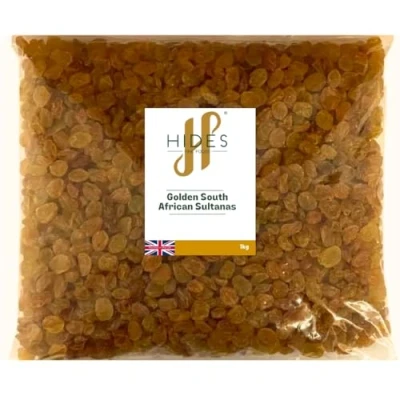 Image of Hides Fine Foods Golden South African Sultanas 1kg GMO Free Suitable for Vegetarians Baking Desserts Cakes Cookies Tart Mince Pies Granola