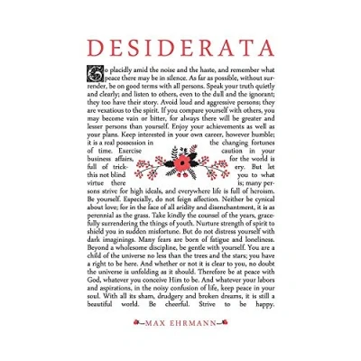Image of Wee Blue Coo Quote Desiderata Floral Ehrmann Typography Inspiration Art Print Poster Wall Decor 12X16 Inch