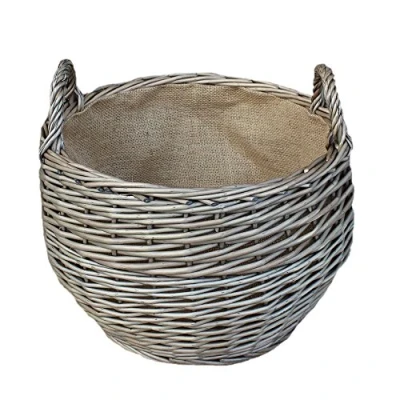 Image of Red Hamper Large Antique Wash Stumpy Wicker Basket, Brown