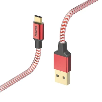 Image of Hama &quot;Reflective USB A to C, Nylon, 1.5 m (Quick Charge, Mobile Phone Charging Cable, Data Type Kink Protection, Flexible, Gold Plated, Maximum