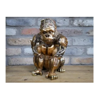 Image of Venture Vehicles Ltd Detailed Mechanical Effect Steampunk Style Gold Gorilla Ornament Resin