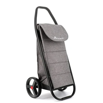 Image of Rolser COM Polar Black Tube 2 Big Wheel Shopping Trolley Grey