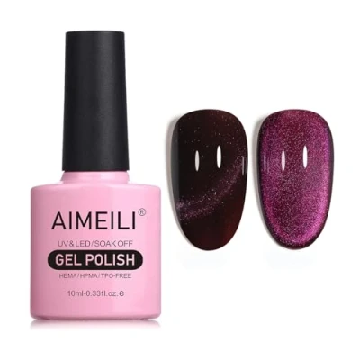 Image of AIMEILI Magnetic Gel Nail Polish Cat Magnet Eye Polish, UV LED Soak Off Glitter Varnish Art Manicure Pedicure, Long Lasting &amp; Easy to Apply 10ml 745