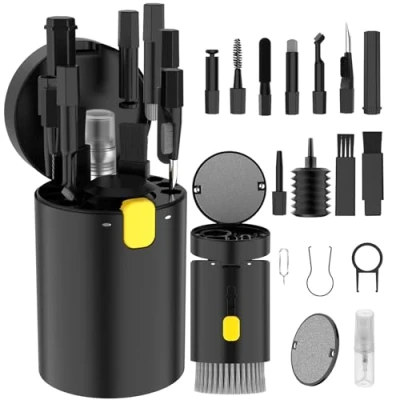Image of VICHYIE 20 in 1 Multifunctional Cleaner Kit for Electronic Devices, Keyboard Cleaning Brush, Headphones AirPods, Multi Tool Laptop, Earbuds, Camera, Cellphones (Black)