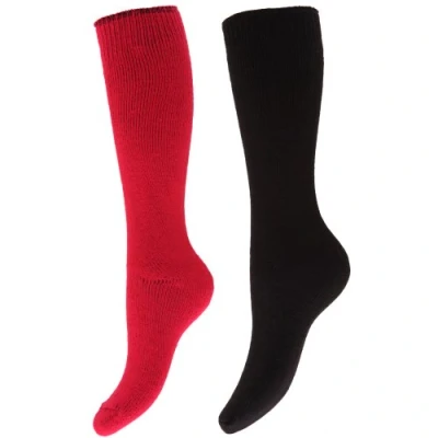Image of Floso Womens/Ladies Thermal Winter Wellington/Welly Boot Socks (2 Pairs) (UK Shoe 4 7, EUR 37 41) (Pink/Black)