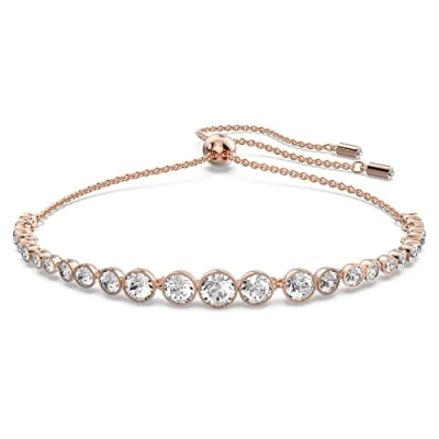 Image of Swarovski Emily Bracelet, White Round Cut Crystals in a Rose Gold Tone Plated Setting, from the Collection