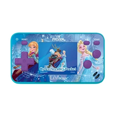 Image of Lexibook Frozen Arcade Pocket Portable Gaming Console, 150 Games, LCD, Battery Operated, Purple / Blue, JL1895FZ