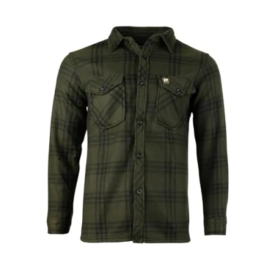 Image of JACK PYKE Polar Fleece Long Sleeve Shirt Green Check S