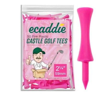 Image of ECADDIE Pink Castle Golf Tees (50 Tees) (Pink 59mm / 2.25&quot;)