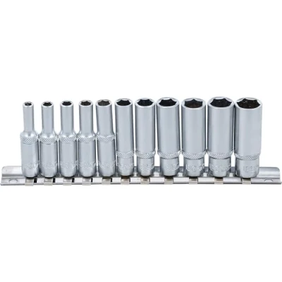 Image of BGS 2221 Socket Set, Hexagon, deep 6.3 mm (1/4&quot;) Drive 4 13 11 pcs.