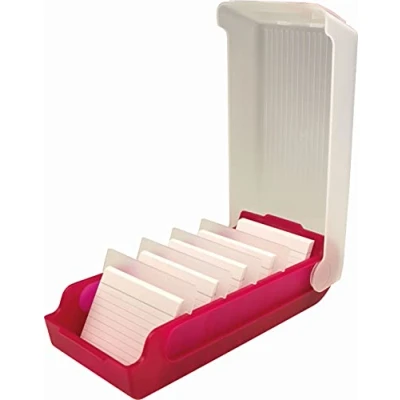 Image of helit BeeBox Flash Card Box A8 for 600 Cards Red