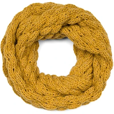 Image of styleBREAKER Ladies Knitted Loop Scarf Plain with Bubble Pattern, Warm Winter Scarf, Raspberry Pattern Tube 01018167, Colour:Curry