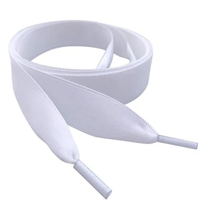 Image of My Ribbon laces 155cm long White Satin Shoelaces Flat Shoe For Trainers, Boots &amp; Shoes