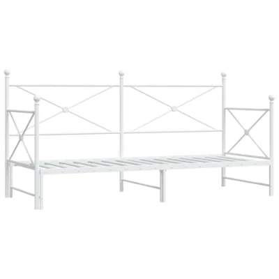 Image of vidaXL Daybed with Trundle White Steel Frame, 2 in 1 Sofa/Bed, Space Saving Design 90x190cm