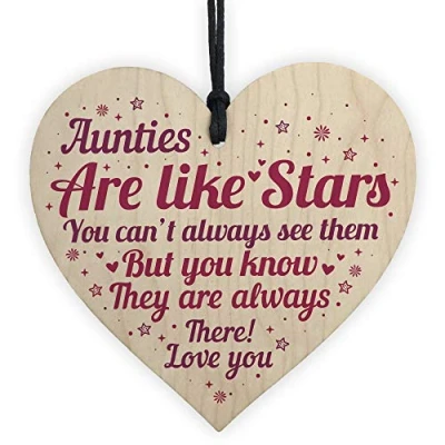 Image of RED OCEAN Sister Auntie Aunt Aunty Wooden Heart Plaque Sign Birthday Thank You Keepsake Gift