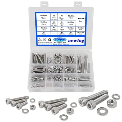 Image of newlng M5 M6 M8 nuts and bolts Hexagon Socket Head Cap Screws 304 Stainless Steel Mechanical Hex Assortment Kit washers set