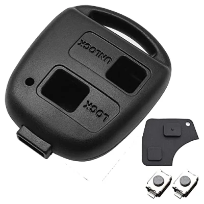 Image of 2 Buttons Car Remote Key Fob Cover Shell Case Replacement Compatible for To yota Avensis Corolla Camry Echo Prado RAV4 With Button Rubber Pad( (Uncut Blade)