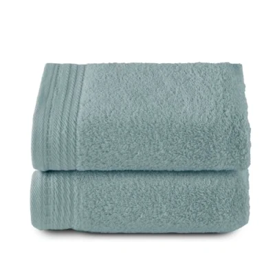 Image of RIZO Top Towel Set of 2 Hand Towels Bath 100% Combed Cotton 600 g/m2 Measure 100 x 50 cm Aqua Green