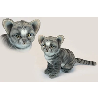 Image of Sitting Grey Tabby Kitten Plush Soft Toy by Hansa 6576 24cm