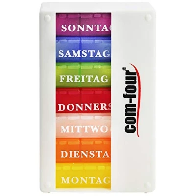 Image of com four® Drug Dose Dispenser 7 Days Medication Box Pill Tablet Week Dosage Device [Language: German] (001 piece white without accessories)