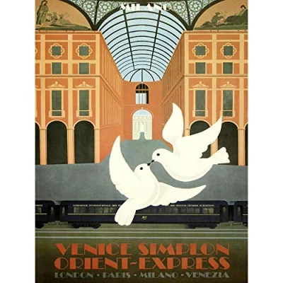Image of Wee Blue Coo Travel Transport Tourism Train Orient Express London Venice Dove 30X40 Cms Fine Art Print Poster Bb10102