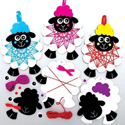 Image of Baker Ross Fluffy Sheep Weaving Kits Pack of 6, for Kids (AX858)