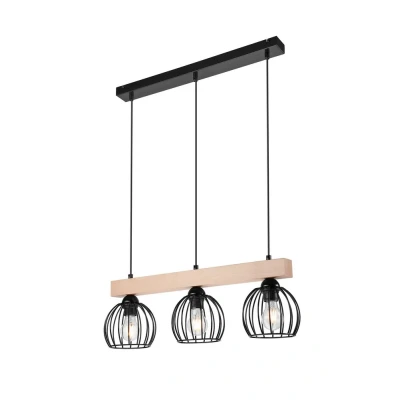 Image of Sienna Bar Pendant Ceiling Light Black, 3x E27