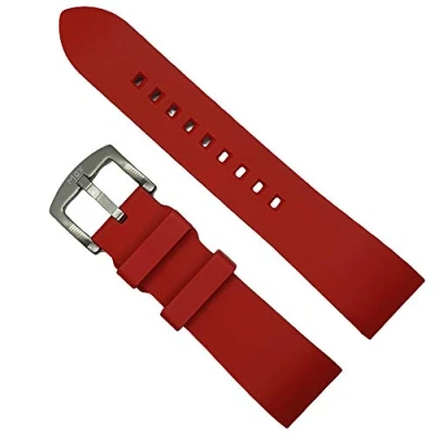 Image of Max FKM Rubber Quick Release Watch Strap 20mm, 22mm, 24mm Red, Navy Blue, Orange, Brown, Black, Green (22mm, Red)