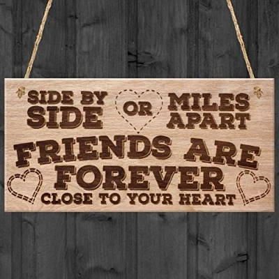 Image of Red Ocean Side By Or Miles Apart Friends Are Forever Close To Your Heart Love Friendship Best Gift Hanging Wooden Plaque Friend Sign Present
