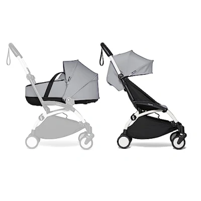 Image of BABYZEN YOYO2 Complete Stroller Includes Stone Bassinet, White Frame &amp; 6+ Color Pack Suitable for Children Up to 22 kg