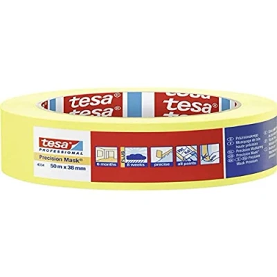 Image of TESA 04334 00003 00 Precision Masking Tape Yellow 38mm X 50m (1)
