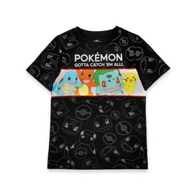 Image of Pokemon T Shirts for Boys Kids Green OR Black Top Pikachu Squirtle Bulbasaur Charmander Characters Clothing Merchandise 13 14 Years