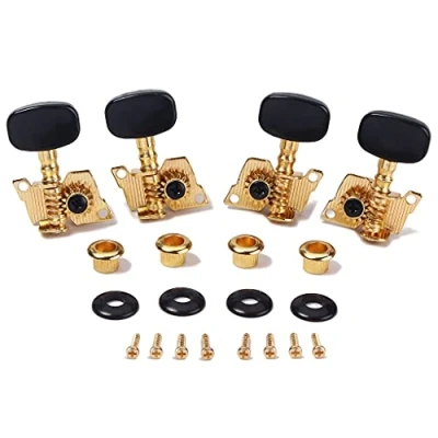 Image of Alnicov 2R2L Tuning Peg Machine Head Open gear Guitar Tuners for Ukulele 4 String Gold Plated