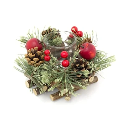 Image of Carousel Home and Gifts Handcrafted Christmas Tealight Candle Holder Xmas Table Centrepiece