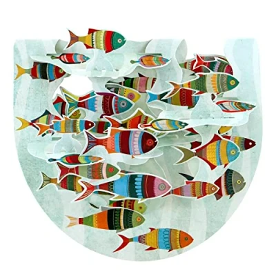 Image of SANTORO Popnrock, 3D Pop Up Greeting Card Fish For Men, Women, Kids, Family, Birthday