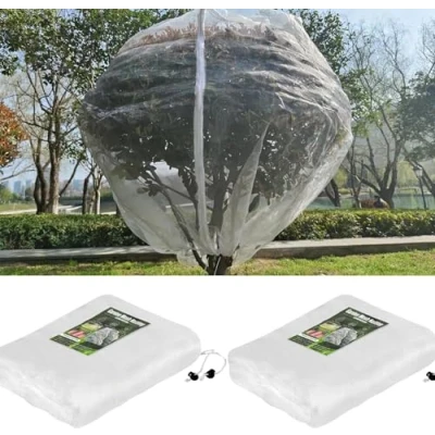 Image of EHOTER Fruit Tree Netting Bags with Zipper and Drawstring, Insect Bird Barrier Plant Covers for Vegetable Trees Bushes Flower Multiple (3.9 * 4.9ft 120 150cm,2)