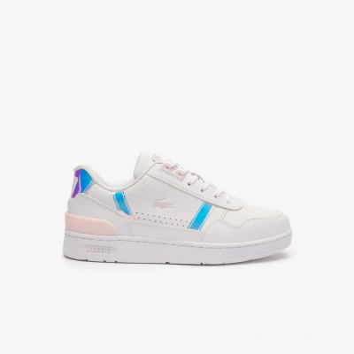 Image of Lacoste Tclip Trainers for kids, Size: 5, White/light pink Imitation leather/ textile