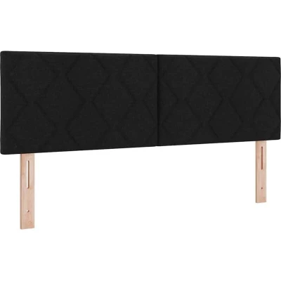 Image of vidaXL LED Headboard Diamond Blocks Design Black 144 cm Fabric