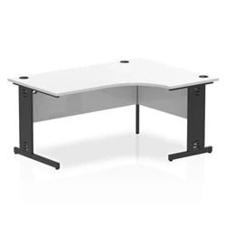 Image of Impulse 1600 RH Crescent Desk White Top Black Cable Managed Leg