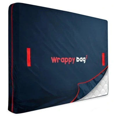 Image of WRAPPYBAG Waterproof Mattress Cover in Oxford Polyester Storage Bag with 4 Carry Handles Ideal for Moving, &amp; Transport 140 x 200 cm
