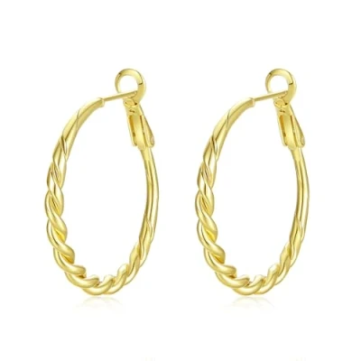 Image of Yulovee 9ct Yellow Gold Filled Women&#039;s Twisted Hoop Creole Earrings (30MM)