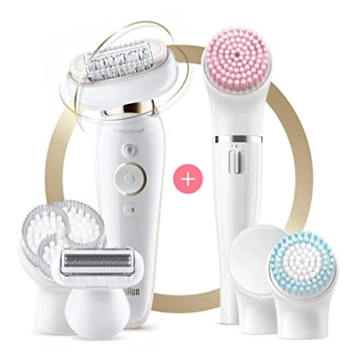 Image of Braun Silk épil 9 Flex Beauty Set Epilator With Flexible Head for Easier Hair Removal, Electric Shaver &amp; Trimmer, FaceSpa, Pressure Guide, Wet Dry, UK 2 Pin Plug, 100, White