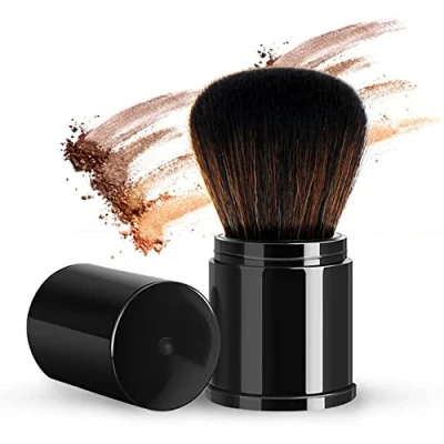 Image of Retractable Kabuki Foundation Brush Portable Makeup Travel Face Blush for Powder Mineral Blending