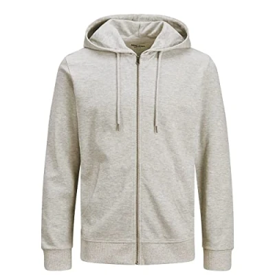 Image of JACK &amp; JONES Herren JJEBASIC Sweat Zip Hood, White Melange/REG, L