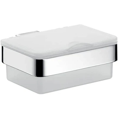Image of Emco Loft 53900101 Wet Wipe Box (Plastic White/Chrome, Width 155.5 mm, Paper Dispenser for Toilets) Normal