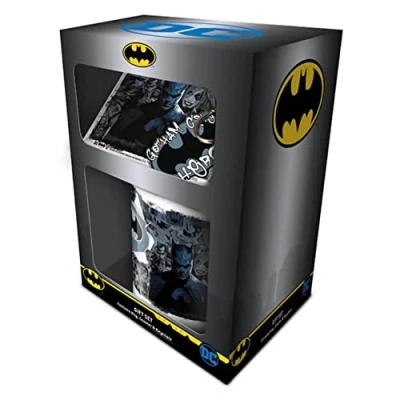 Image of Batman Graffiti Gift Set DC Comics Mug Coaster Keyring, Ceramic, Black/White/Blue
