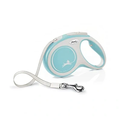 Image of Flexi New Comfort Tape Grey &amp; Light Blue Medium 5m Retractable Dog Leash/Lead for dogs up to 25kgs/55lbs