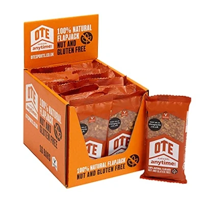 Image of OTE Anytime Bars Energy for Cycling Nutrition Nut Free Snacks Running Endurance Flapjack Box of 16 x 62g (Caramel)