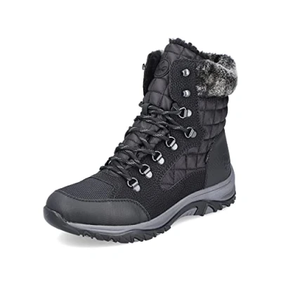 Image of Rieker Women Ankle Boots M9644, Ladies Lace up Boot,Removable Insole,Water Repellent,riekerTEX,Half Boots,Waterproof,Black (Schwarz / 00),37 EU 4 UK